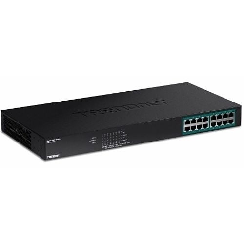 TRENDnet TPE-TG160g 16-Port Gigabit PoE+ Rackmount Switch 246W Metal 1U Hub