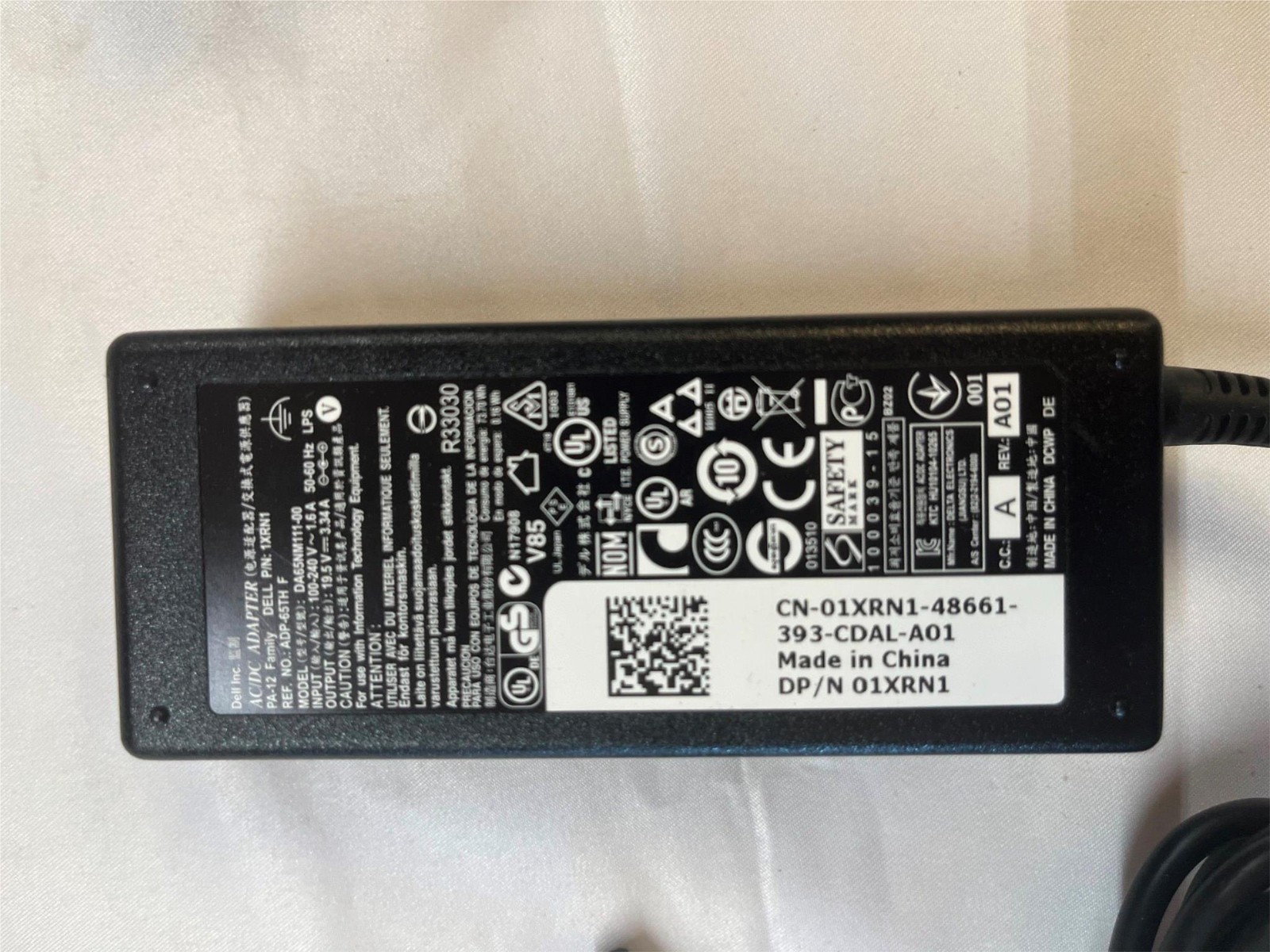 Dell Laptop Charger 65W watt Barrel 7.4mm tip AC Power 09RN2C 01XRN1 06TM1C