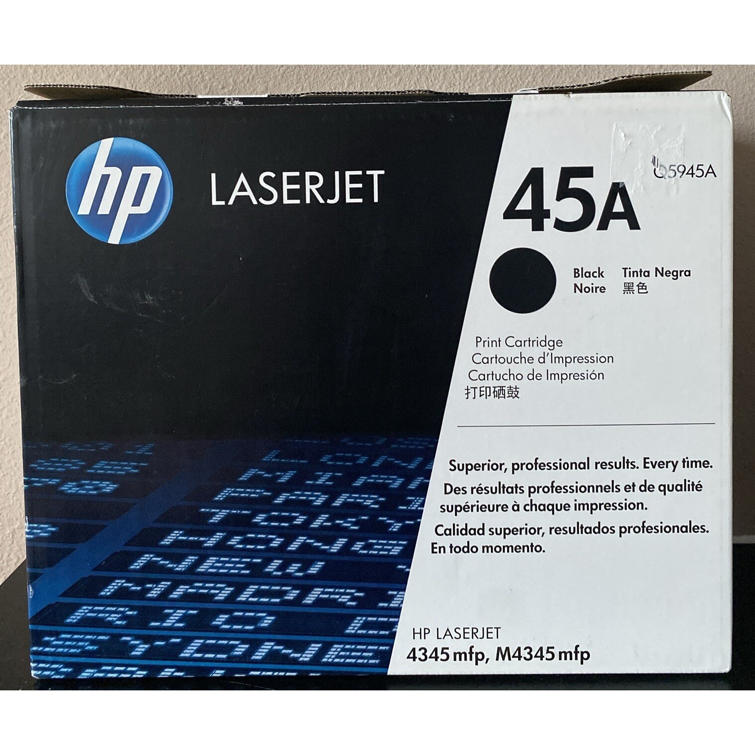 Genuine hp Q5945A (45A) Black Print Cartridge LaserJet 4345 mfp, M4345 mfp