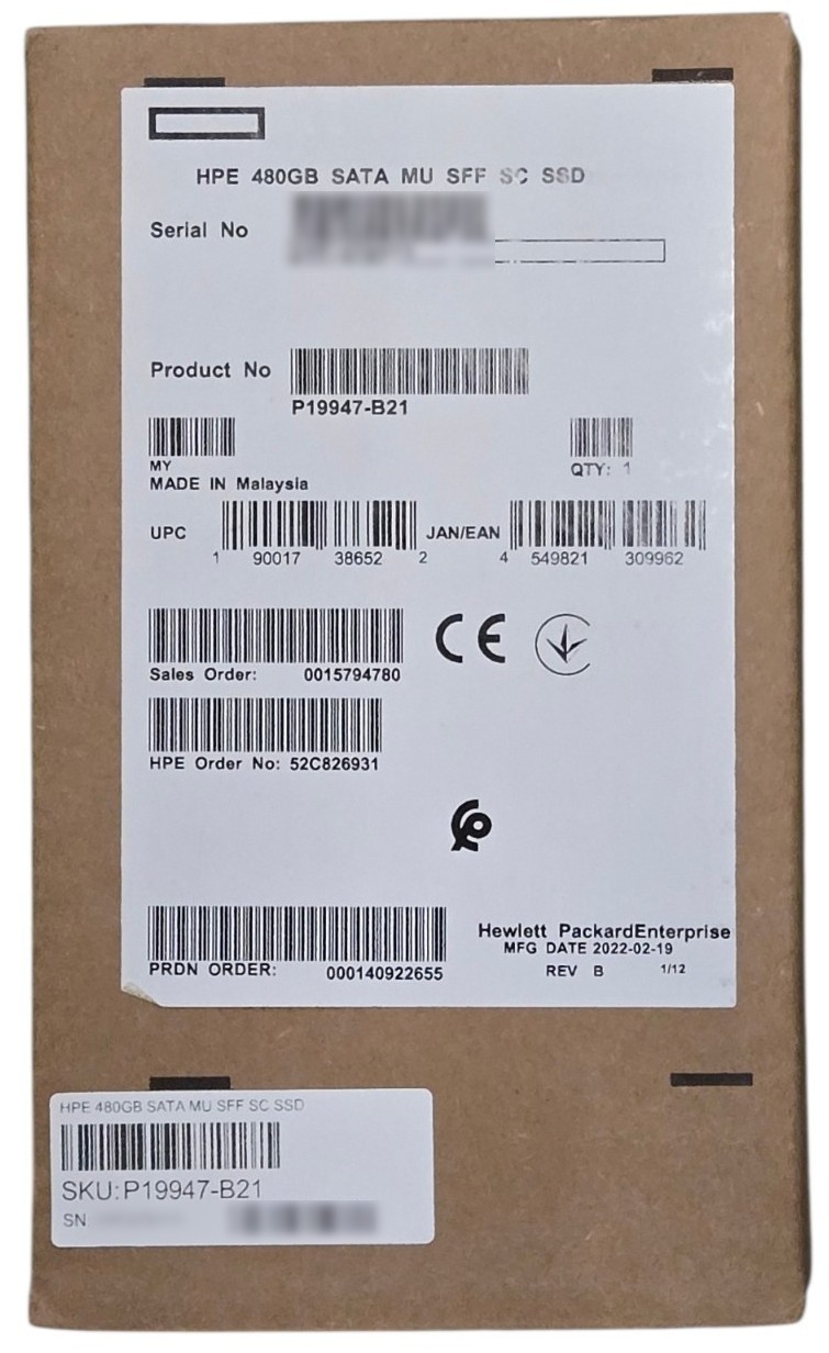 NEW HPE 480GB 6G SATA SFF Mixed Use SC SSD P19947-B21 P21088-001