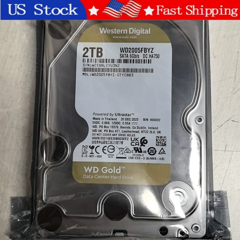 1PCS New Western Digital WD2005FBYZ 01YCBB3 Gold 2TB 7200RPM 3.5" SATA 128MB HDD