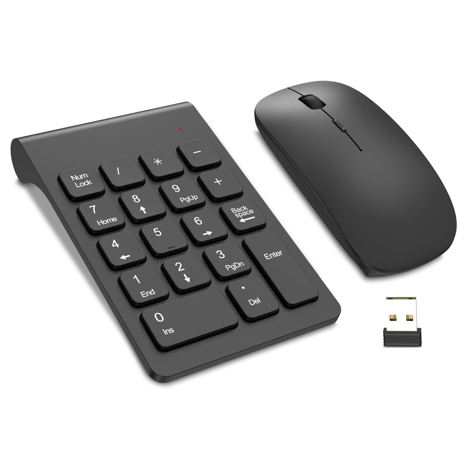 Wireless Numeric Keypad 18 Keys 2.4G Numpad With Wireless Mouse Black Combo