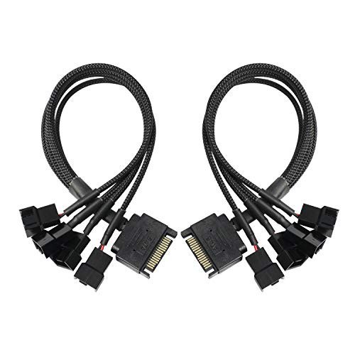 SATA to 4x 3/4 Pin Fan Splitter Adapter Cable for PC Fans (2 Pcs)