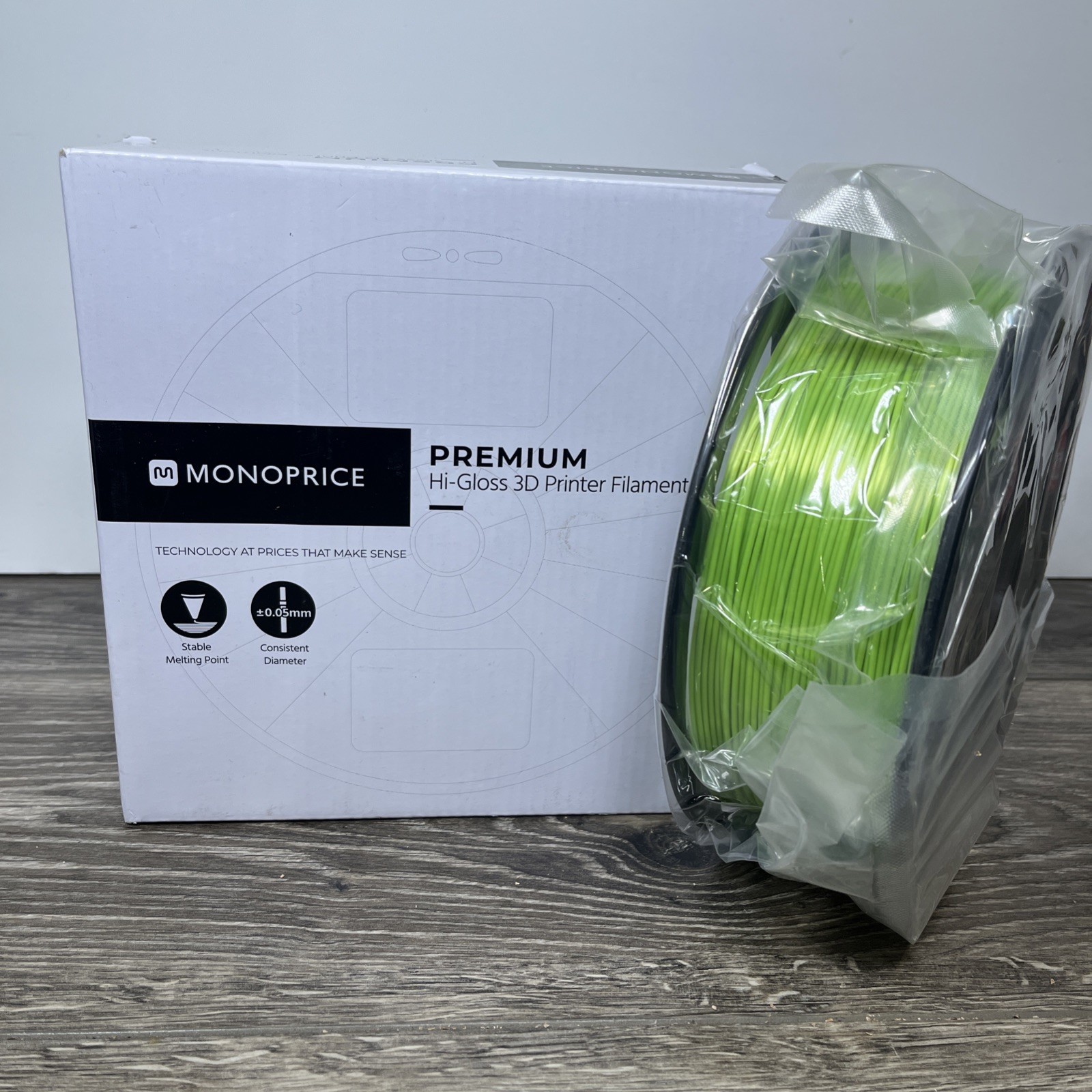 Monoprice Premium 3D Printer Filament PLA 1.75mm, 0.5kg/Spool, High GLOSS GREEN