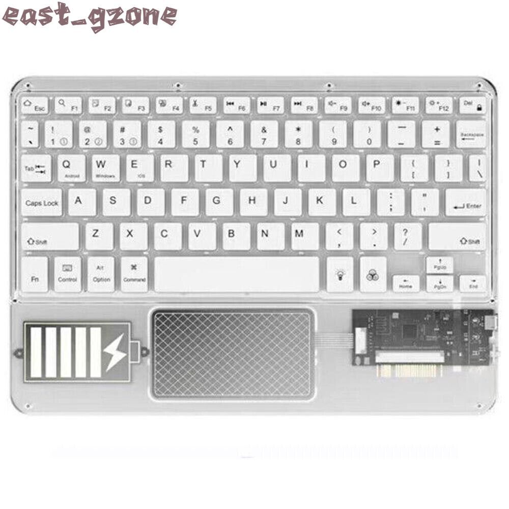 Transparent RGB Backlight with Touchpad Wireless Keyboard for iPad Tablets