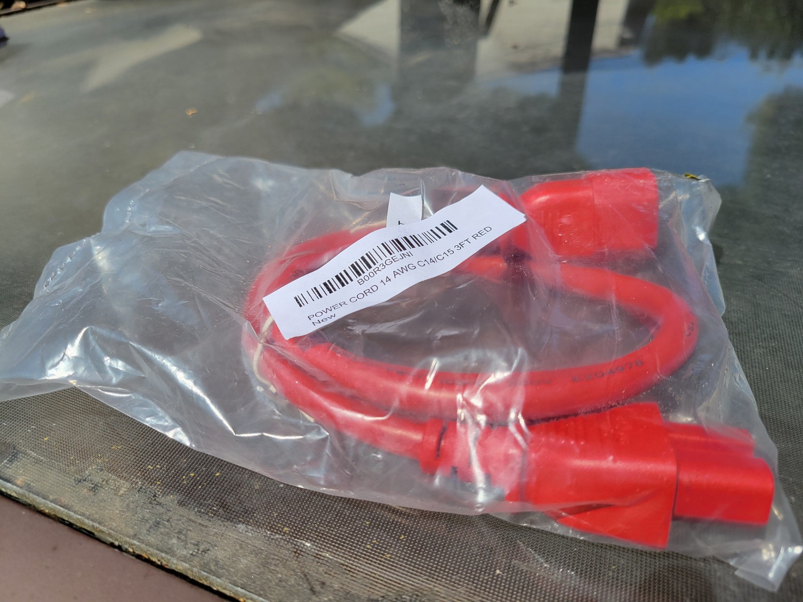 3 Foot Heavy Duty Power Extension Cord 15A 14 AWG C14 C15 Red 3'