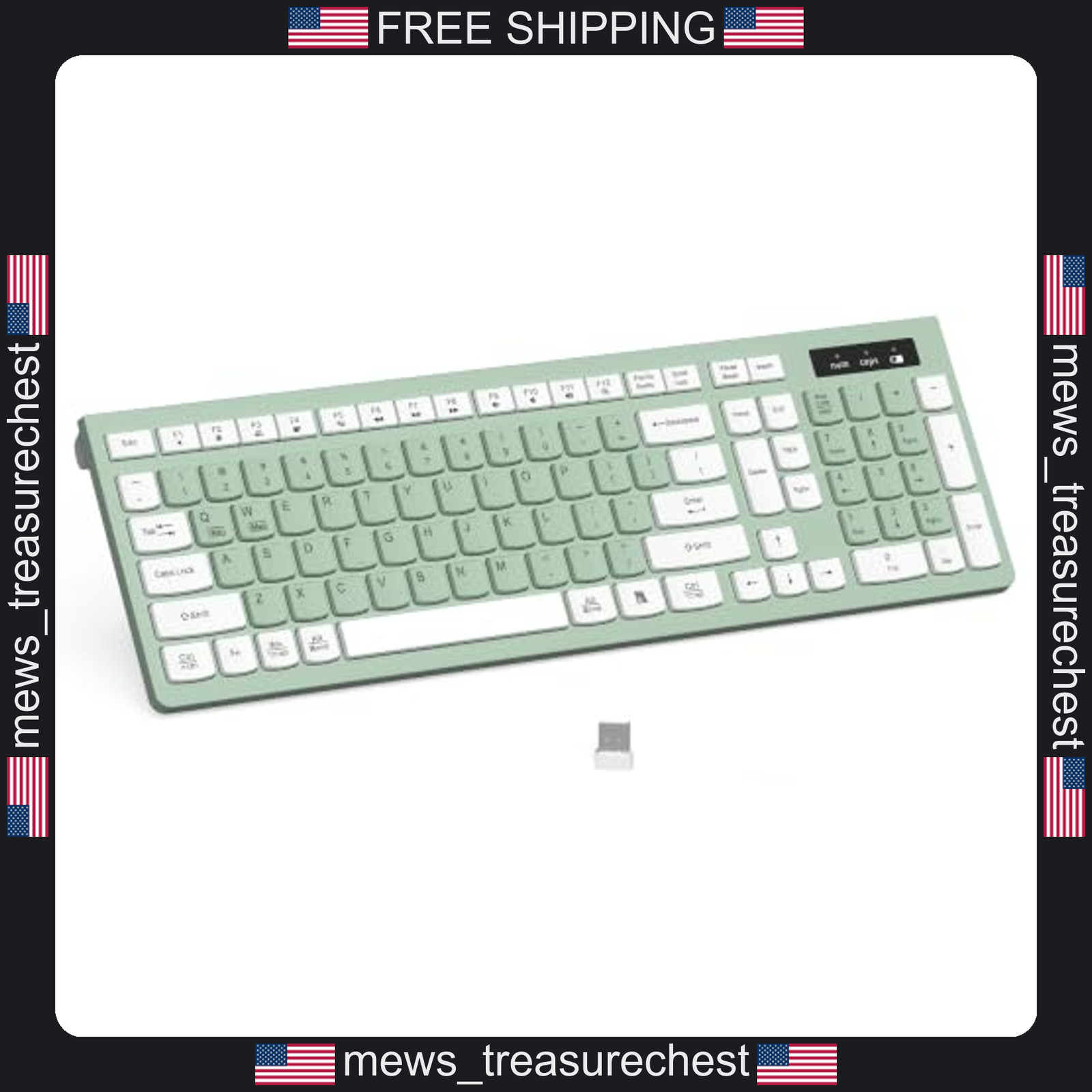 Wireless Keyboard Full Size with Numeric Keypad and Multimedia Keys