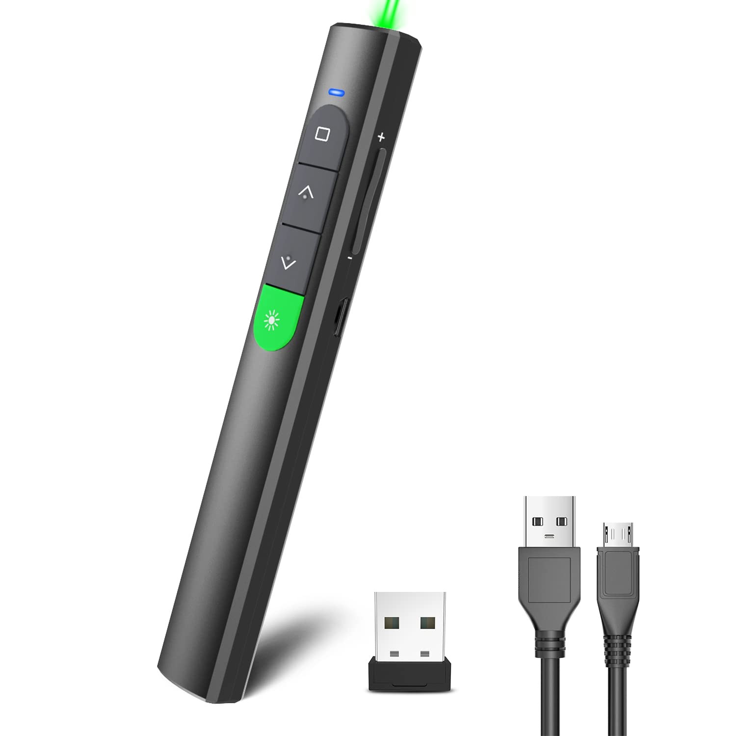 Wireless Presentation Clicker Rechargeable Green Laser Pointer PPT Remote