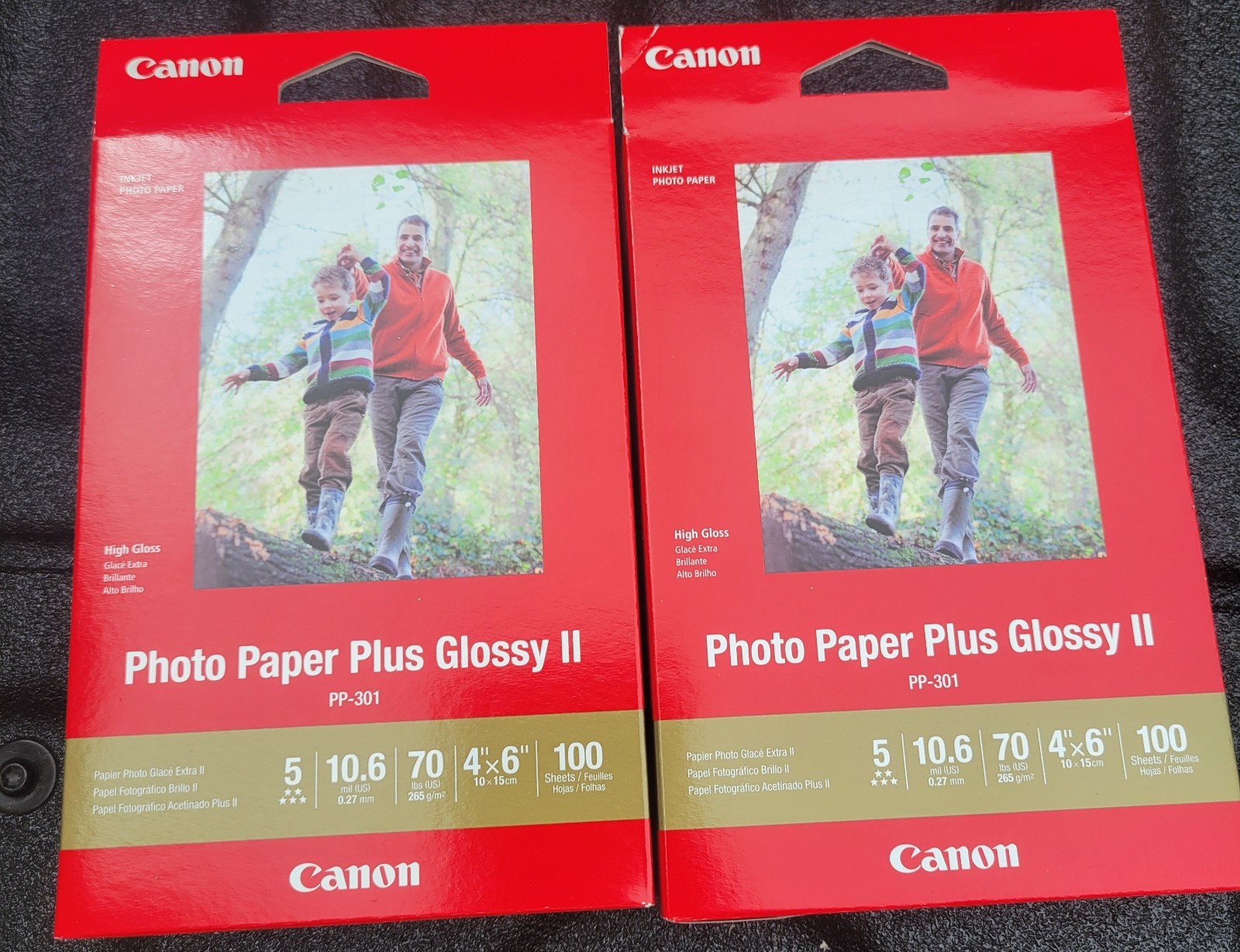 Canon PP-301 Photo Paper Plus Glossy II 4x6 inch 100 Sheets, 2 Boxes New
