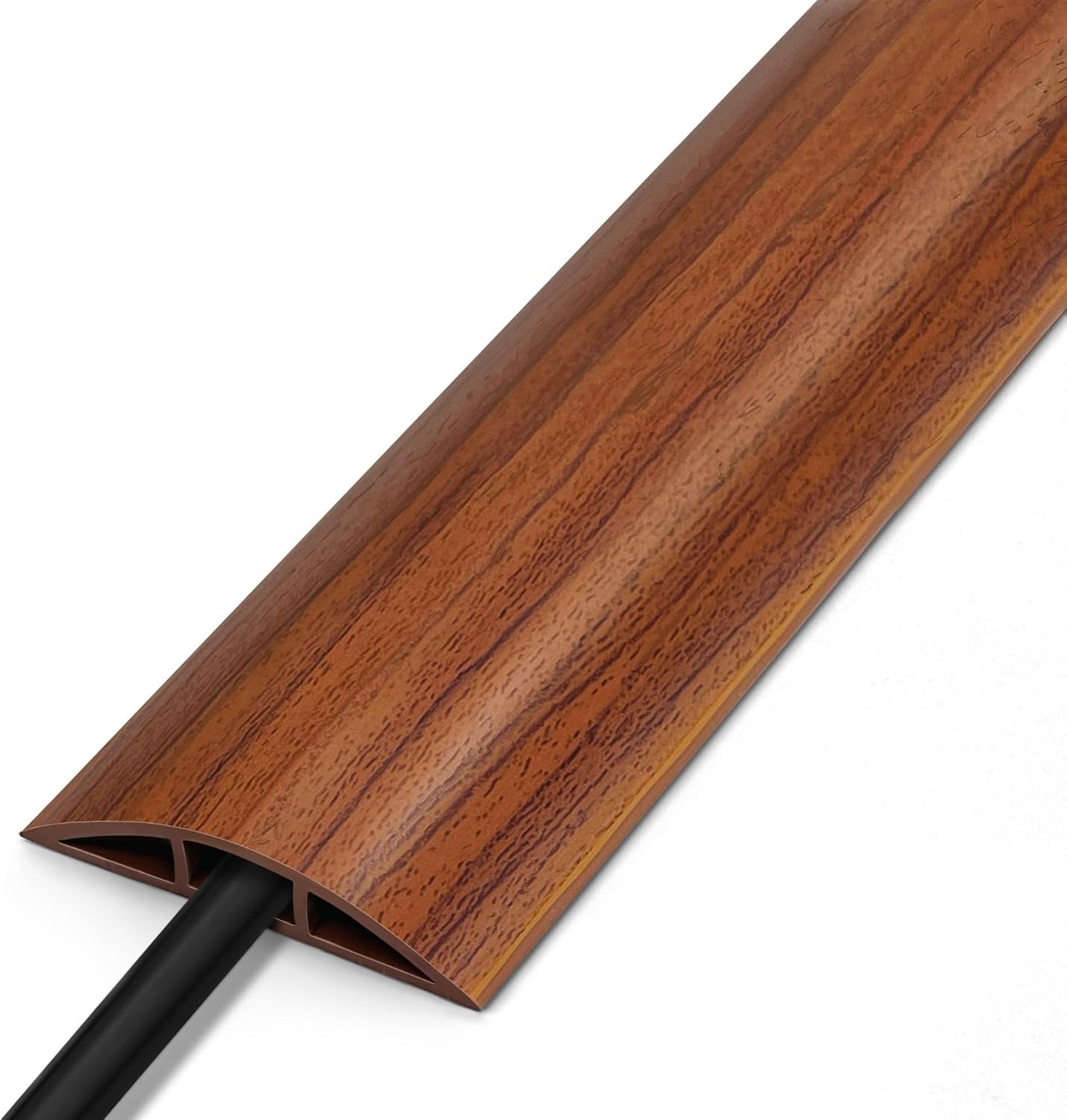 Elegant Walnut Wood Floor Cord Cover - Safety & Style