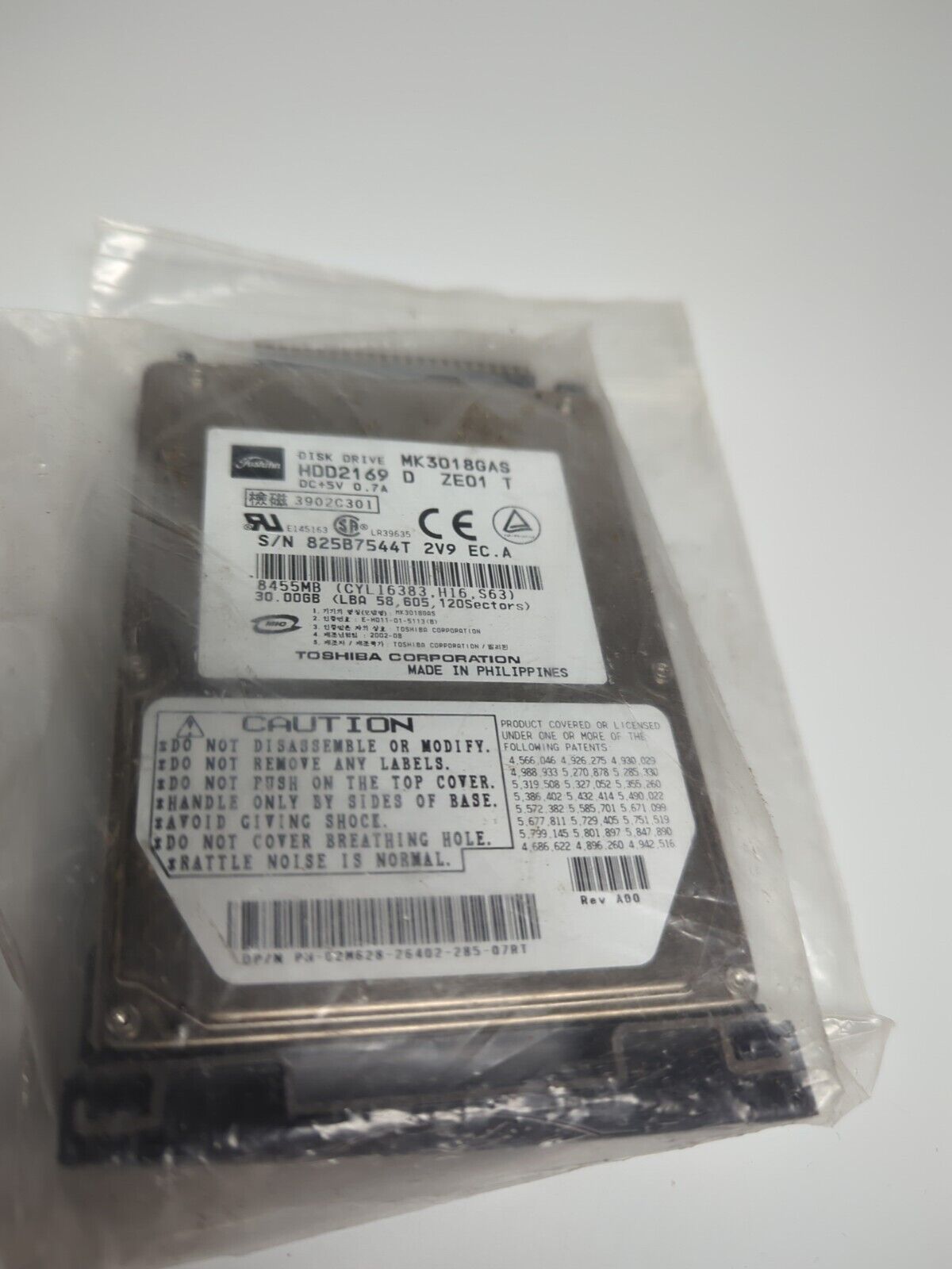 Toshiba MK3018GAS 30GB Internal 4200RPM 2.5 in. HDD2169 HDD