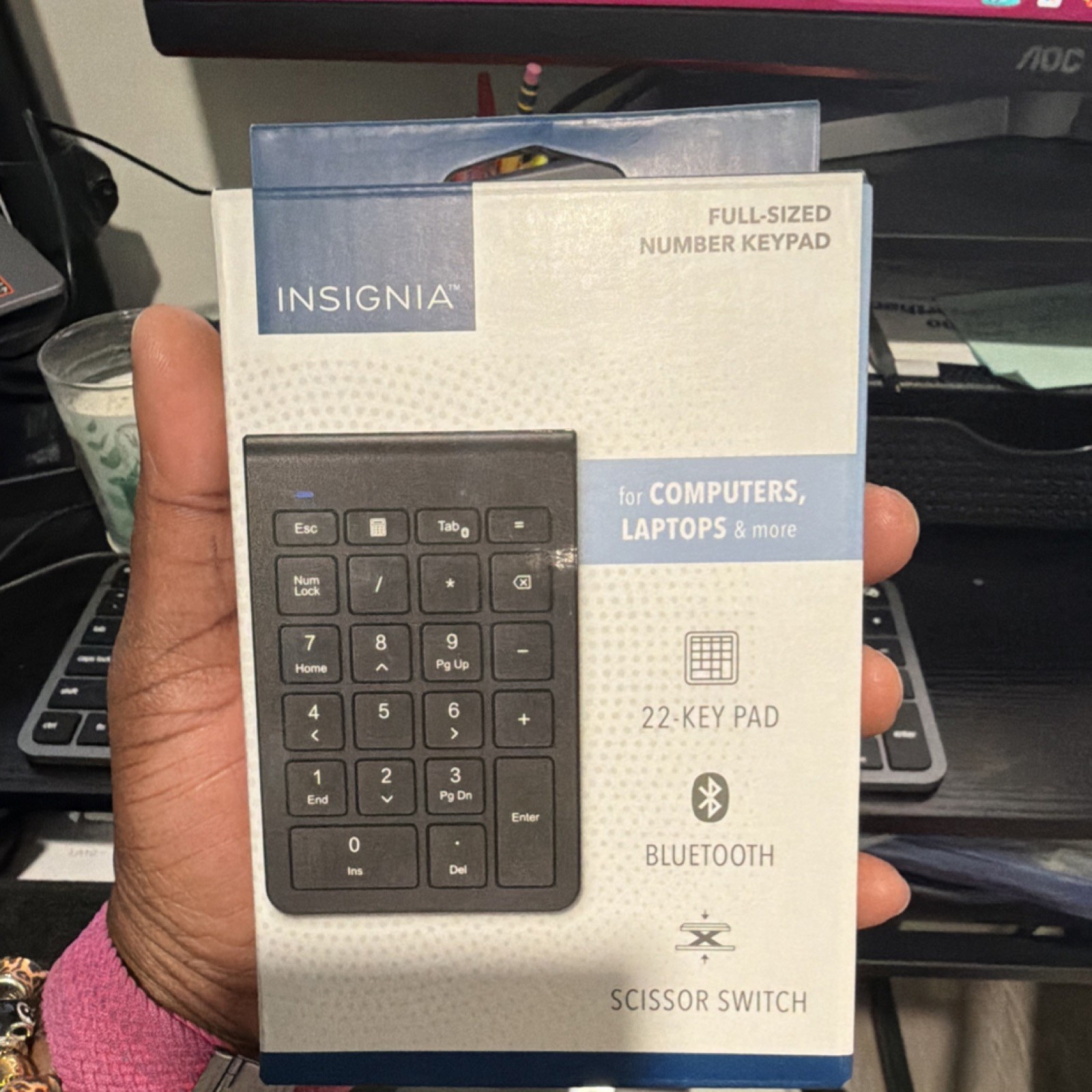 Insignia Bluetooth 22-Key Number Keypad NS-PK3KANB24 Scissor Switch Black