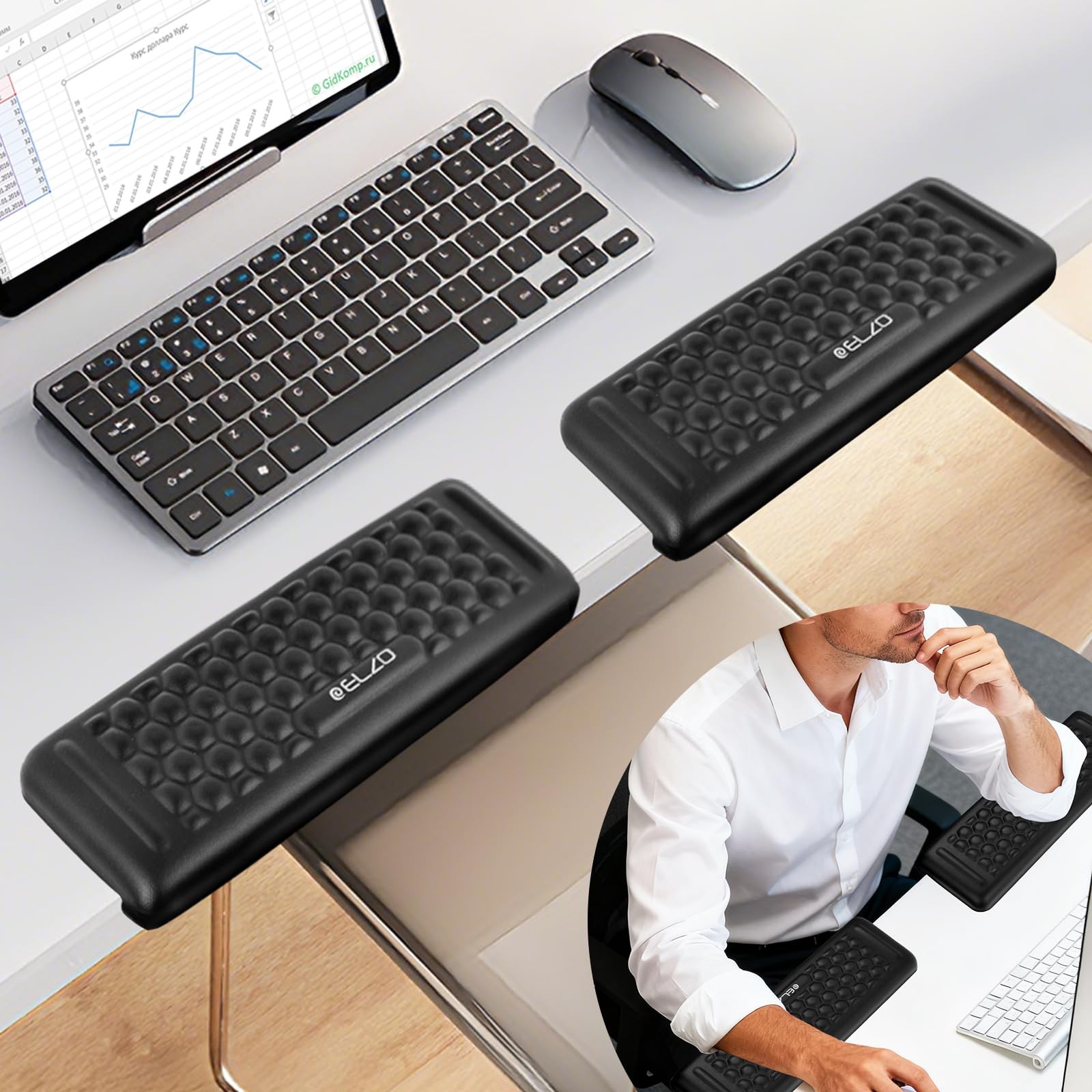 2 PCS Desk Elbow Pads LShaped Arm Rest Support Memory Foam Edge Cushion