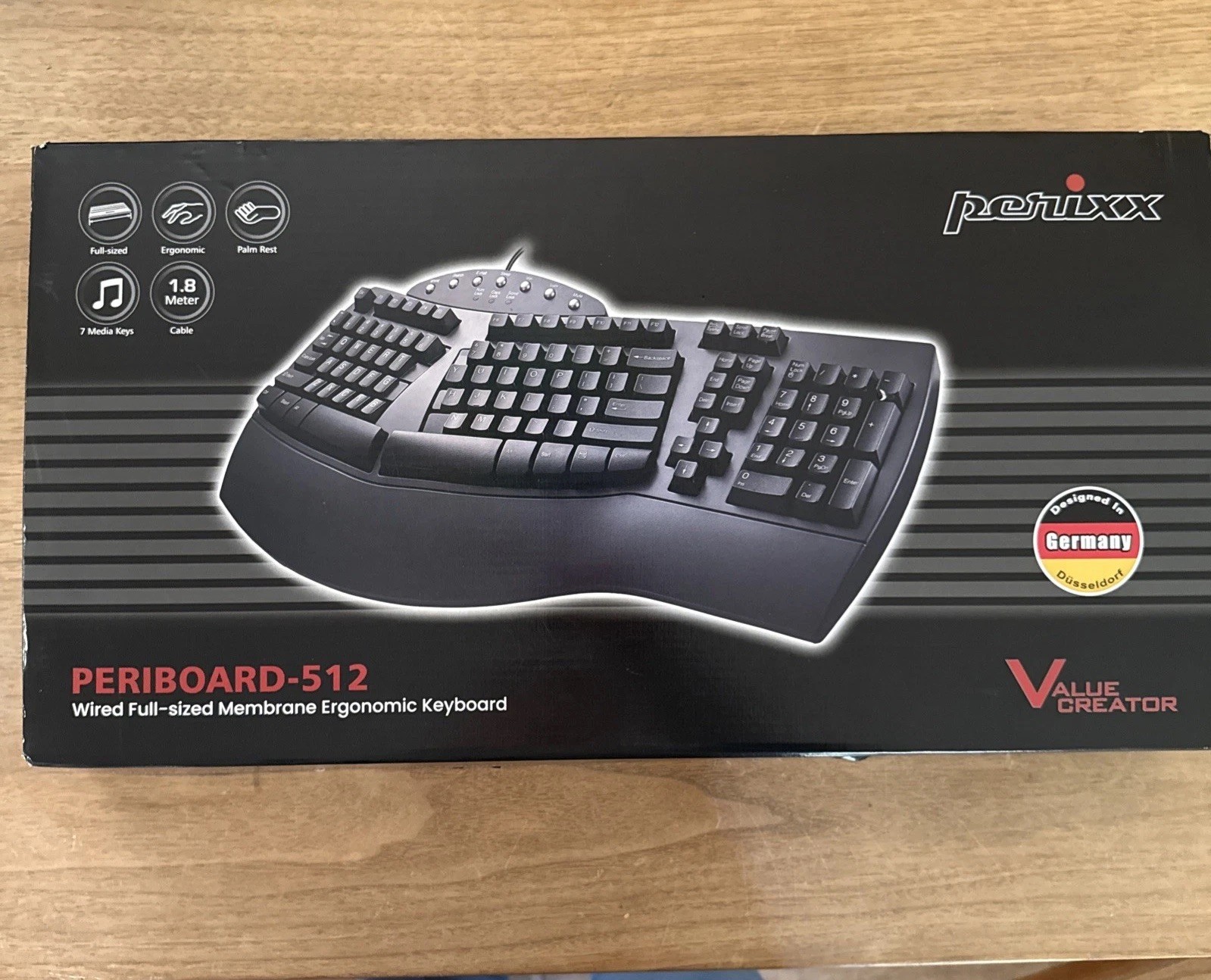 NEW Perixx PERIBOARD-512 Ergonomic Keyboard Wired USB, Black