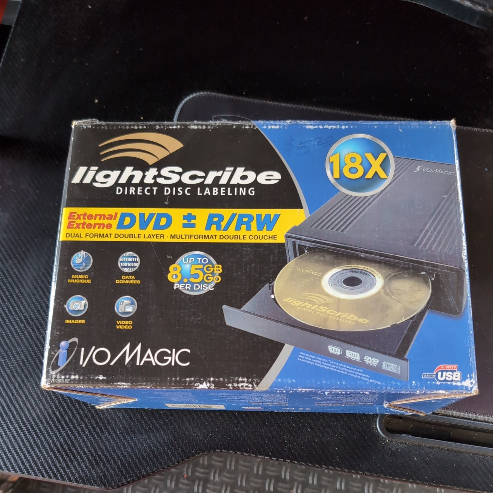 I/O Magic IDVD18DL LightScribe DVD+R/RW 18X DVD Direct Disc LabeL NEW