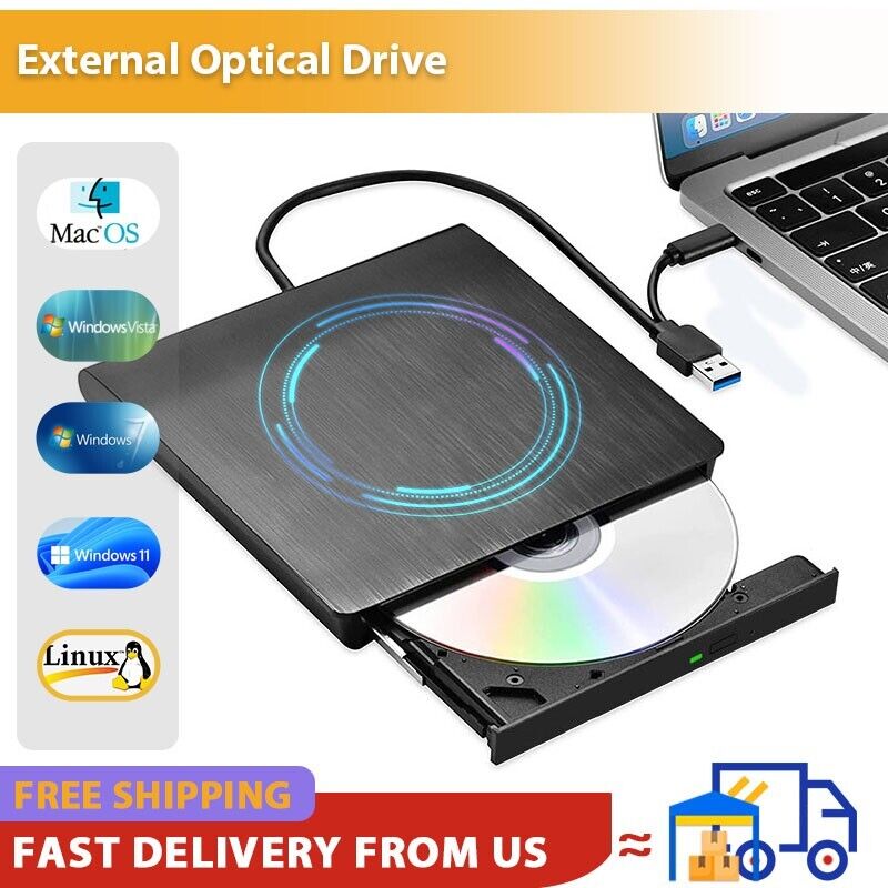 External Optical Drive USB 3.0 Type-C Portable CD DVD RW Burner Optical Drives