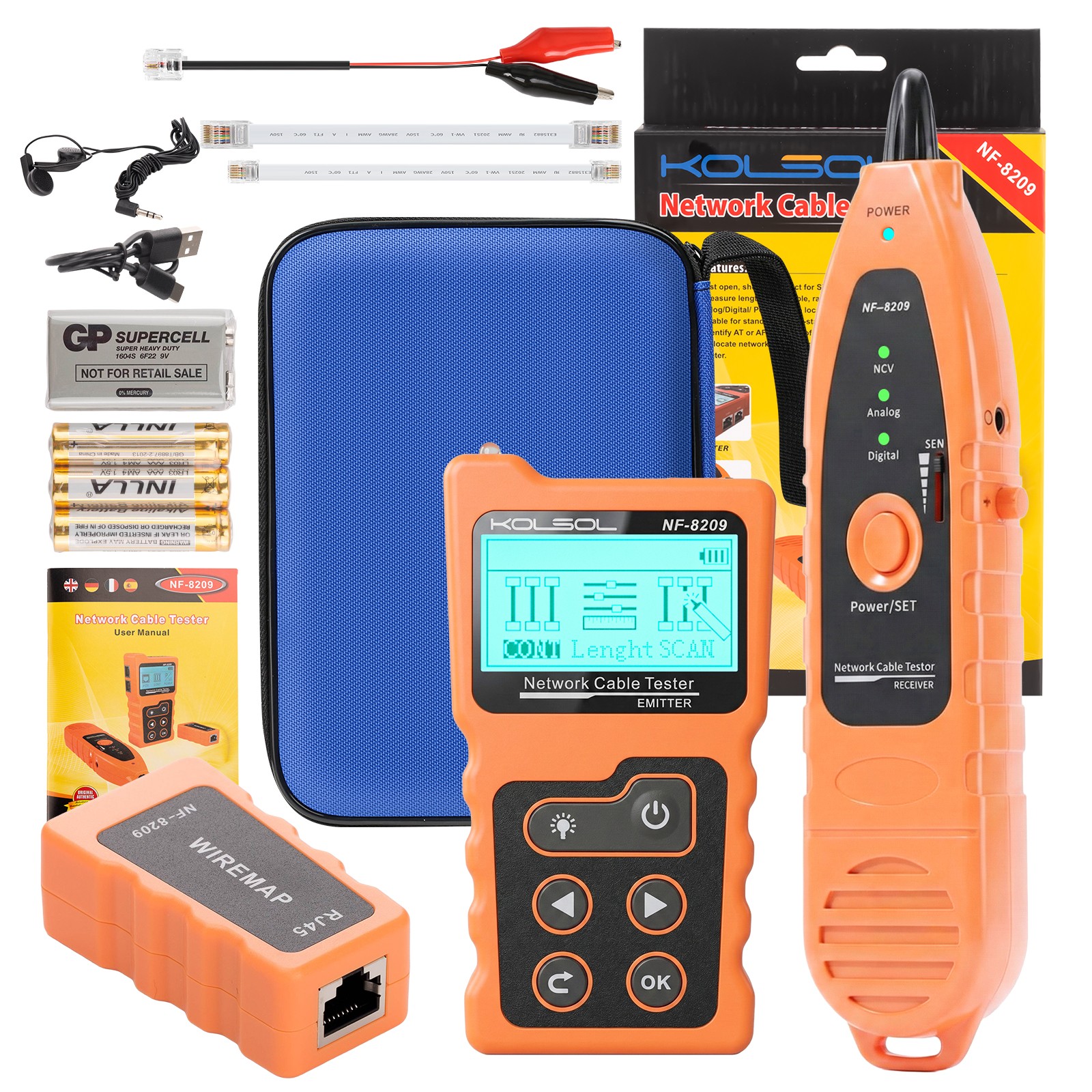 NF-8209 Lan Cable POE Wire Checker Cat5/Cat6 Lan Network Cable Wiremap Tester