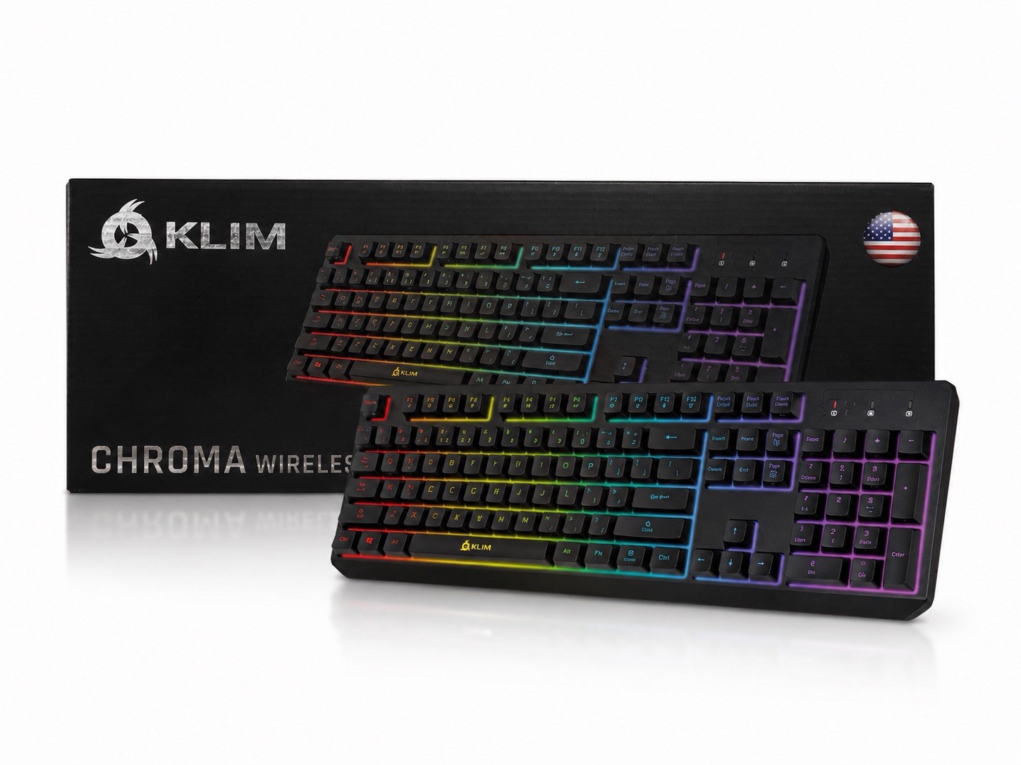 KLIM Chroma Wireless Gaming Keyboard RGB Rechargeable PC PS5 PS4 Black