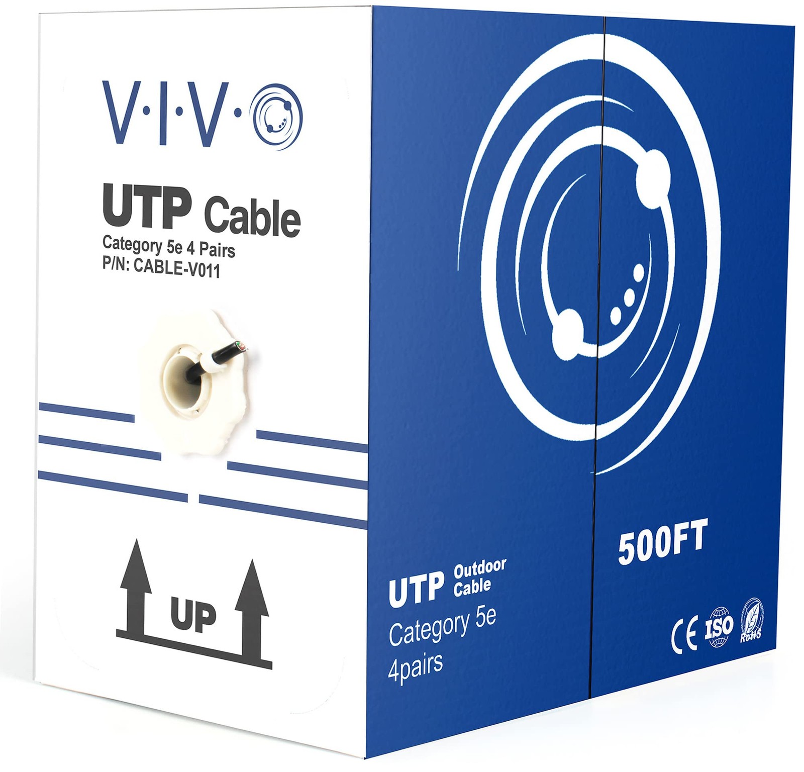 VIVO Black 500ft Bulk Cat5e, CCA Ethernet Cable, UTP Pull Box, Cat-5e Wire, Wate