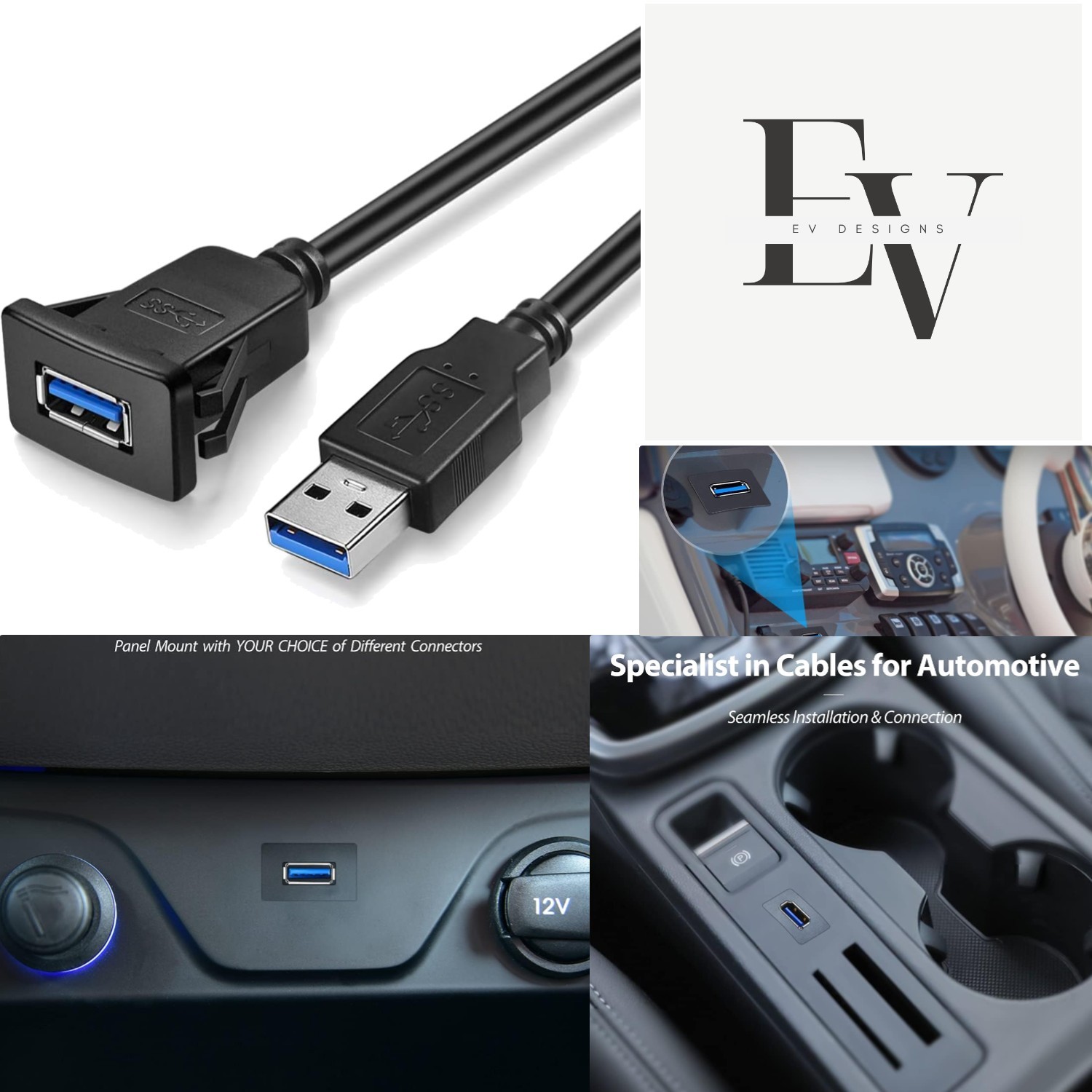 Versatile 3FT USB 3.0 Extension Cable for Vehicles and Marine Use - Easy Install