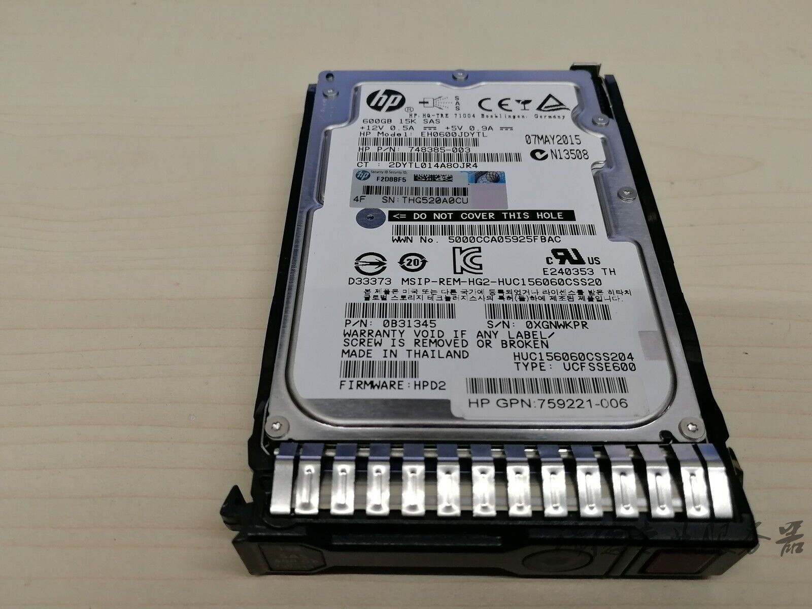 759212-B21 for HPE 759548-001 600GB 15K SAS 12G SFF 2.5" SC HDD Hard Disk Drive