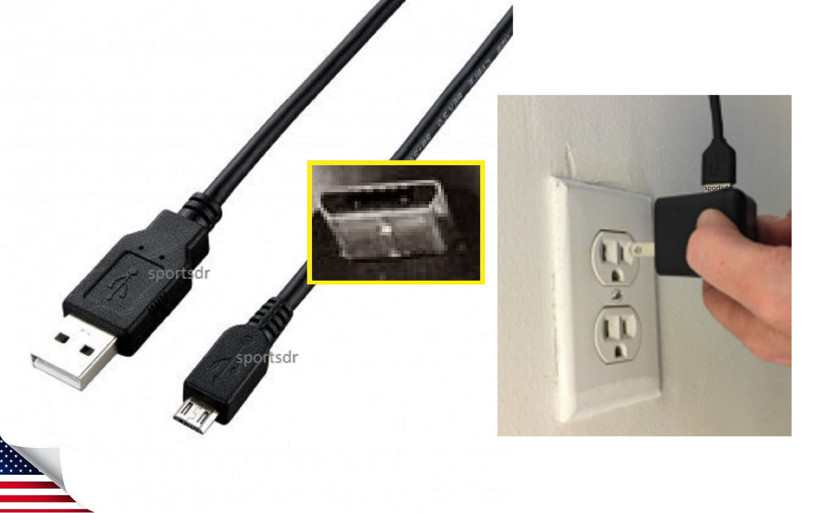 USB Charger Cable Charging Cord Wall Plug to Insignia NS-P08A7100 8" Flex Tablet