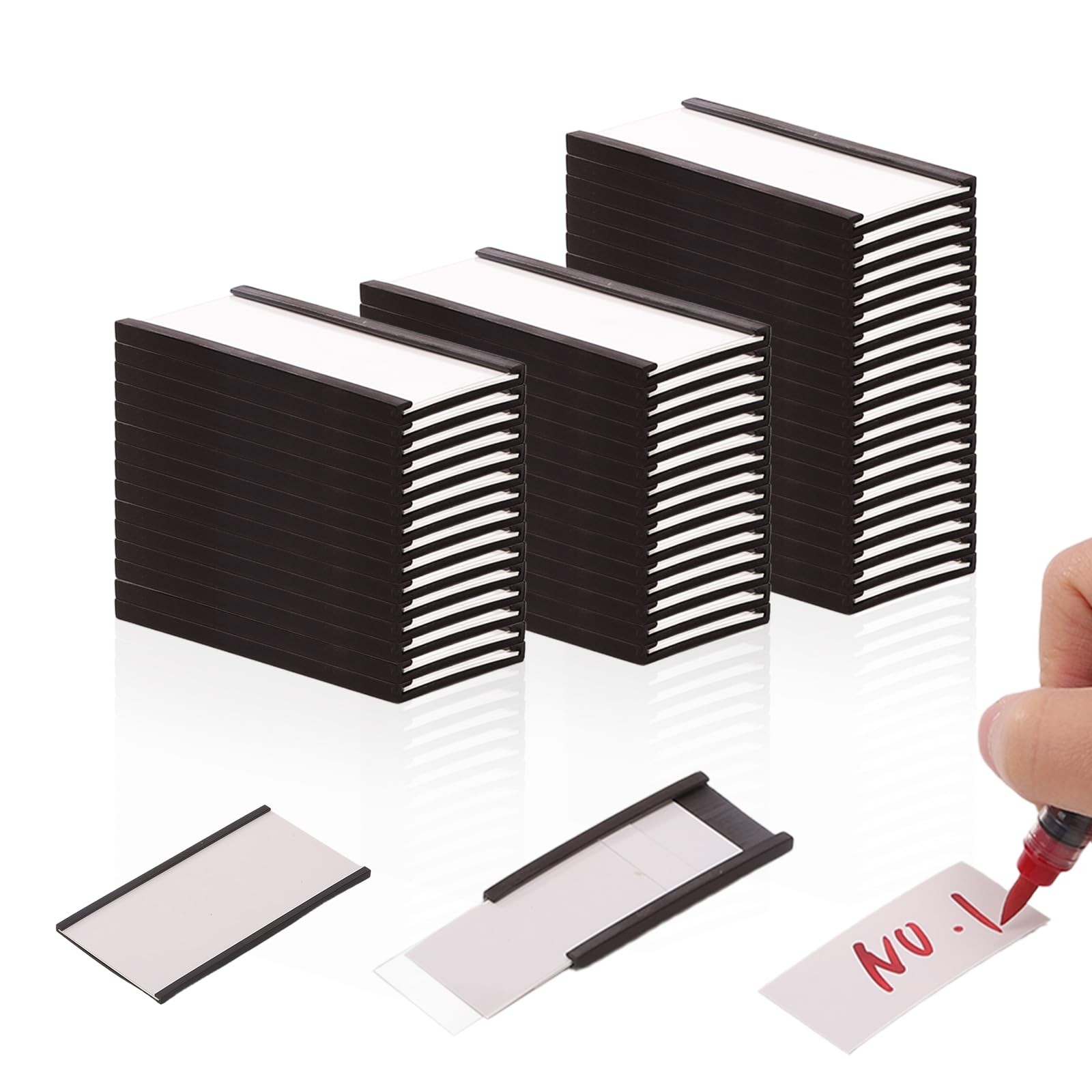 1x2” C Channel Magnetic Label Holders for Metal Racks, 50Pcs