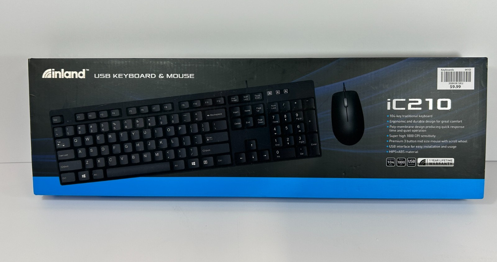 Inland iC210 USB Wired Keyboard and Mouse - New