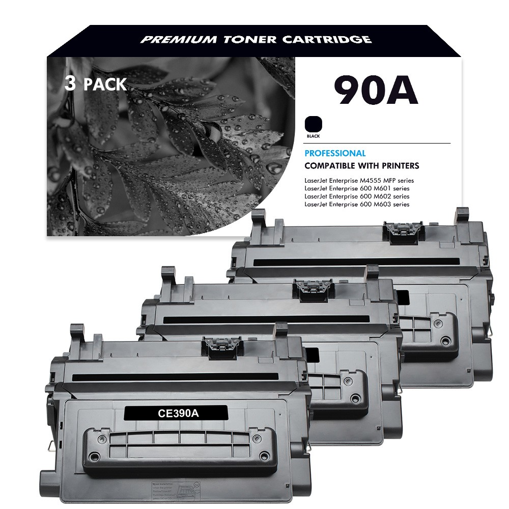 3PK CE390A 90A Toner Cartridge For HP Laserjet Enterprise 600 M601dn M601n M602n
