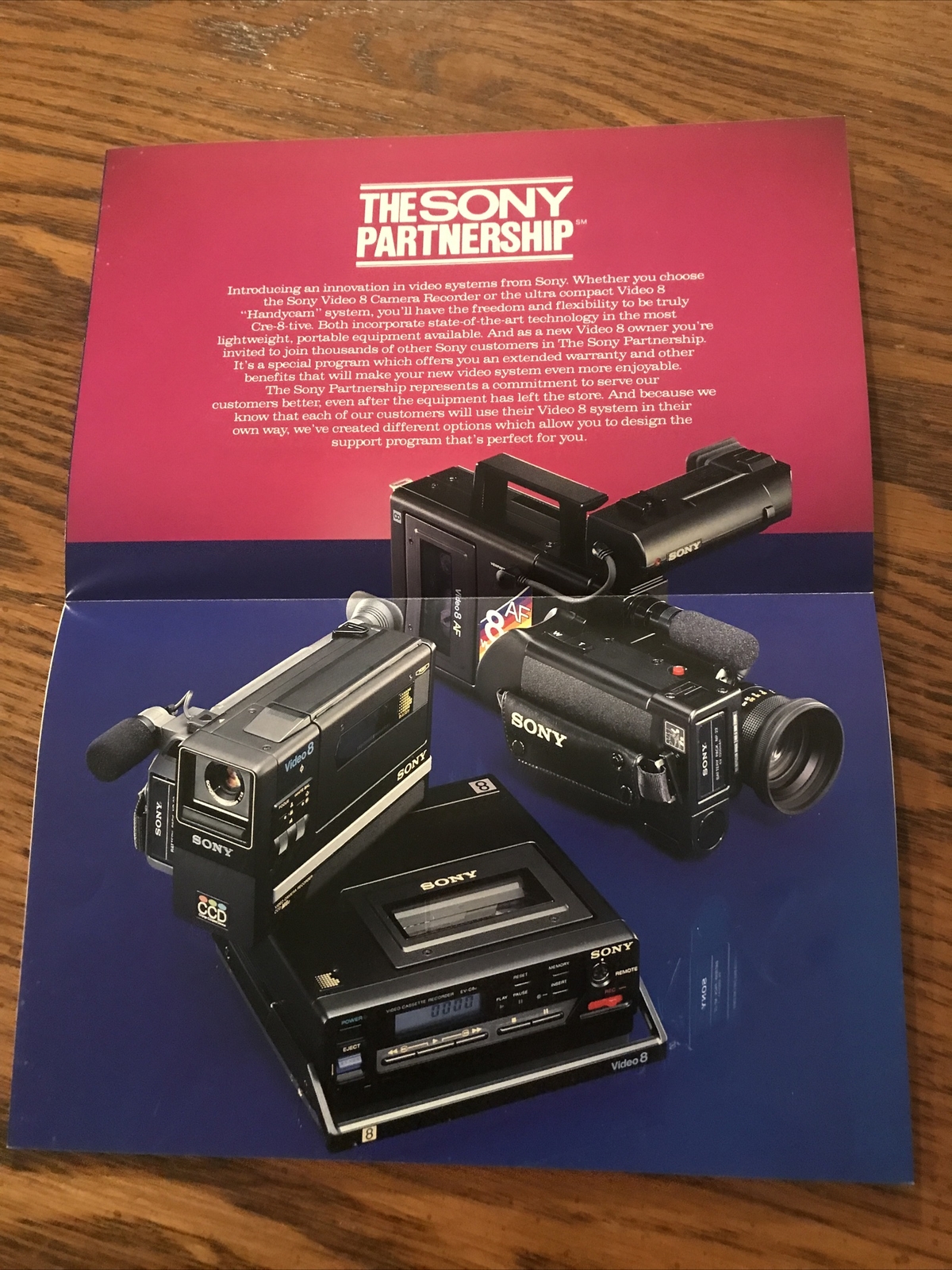 Vintage 80s Sony Video Camera Graphic The Sony Partnership Pamphlet Camcorder