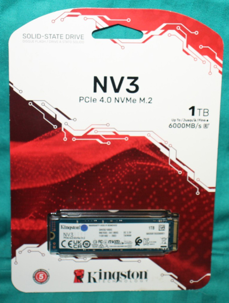 Kingston NV3 1TB M.2 NVMe PCIe 4.0 Internal SSD SNV3S/1000G 6000MB/s