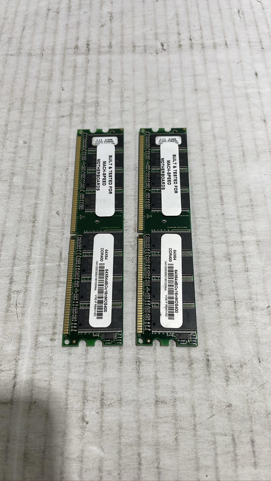 1GB DDR400 PC3200 512MB 64X64 184-Pin Desktop RAM Lot Of 2