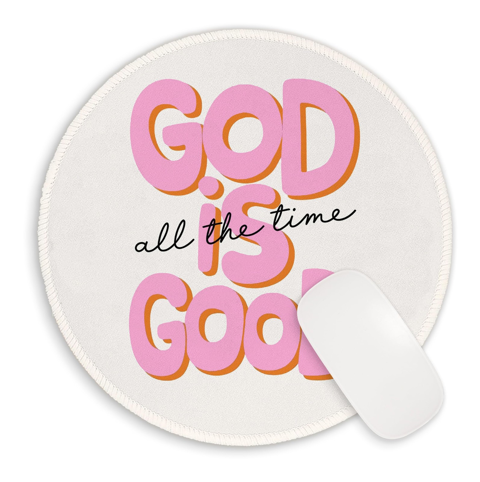 Pink Christian Round Mouse Pad for Desk 8x8 in