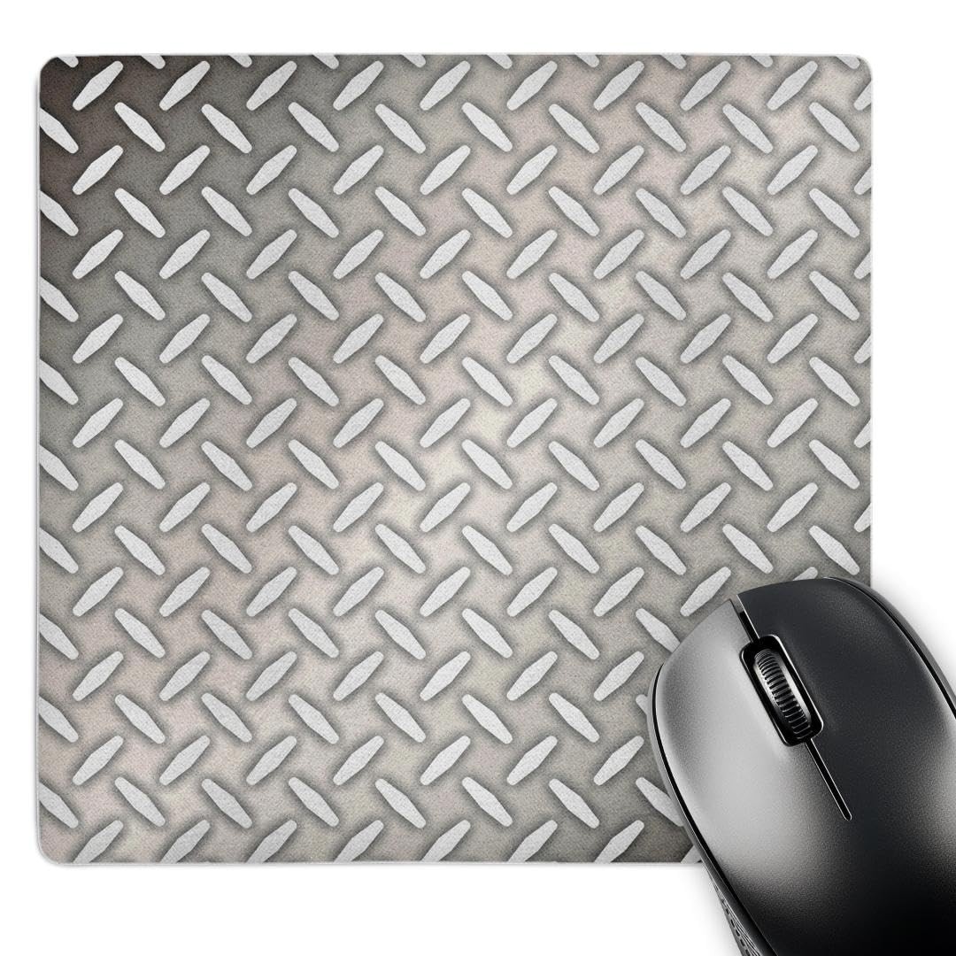 3D Rose Gray Steel Diamond PlateIndustrial PatternMatte Finish Mouse Pad - 8 x 8