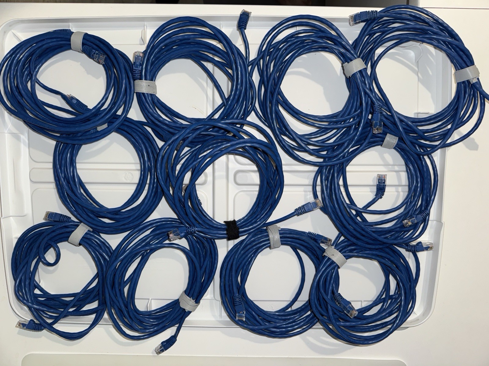 USED  SET  of  11 (eleven)  x  15ft blue CAT-5E RJ-45 cables