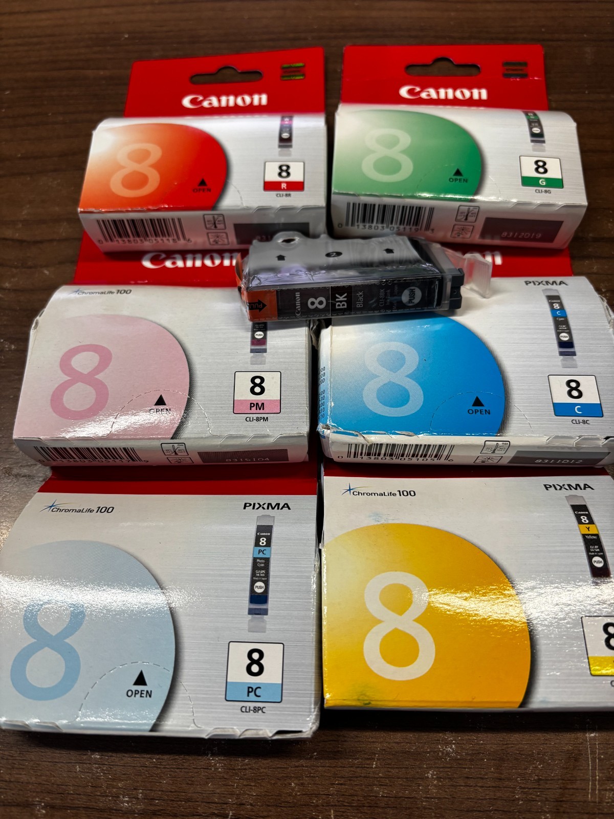 Canon ink cli-8 lot genuine OEM Black Yellow Cyan Magenta Red Green Photo