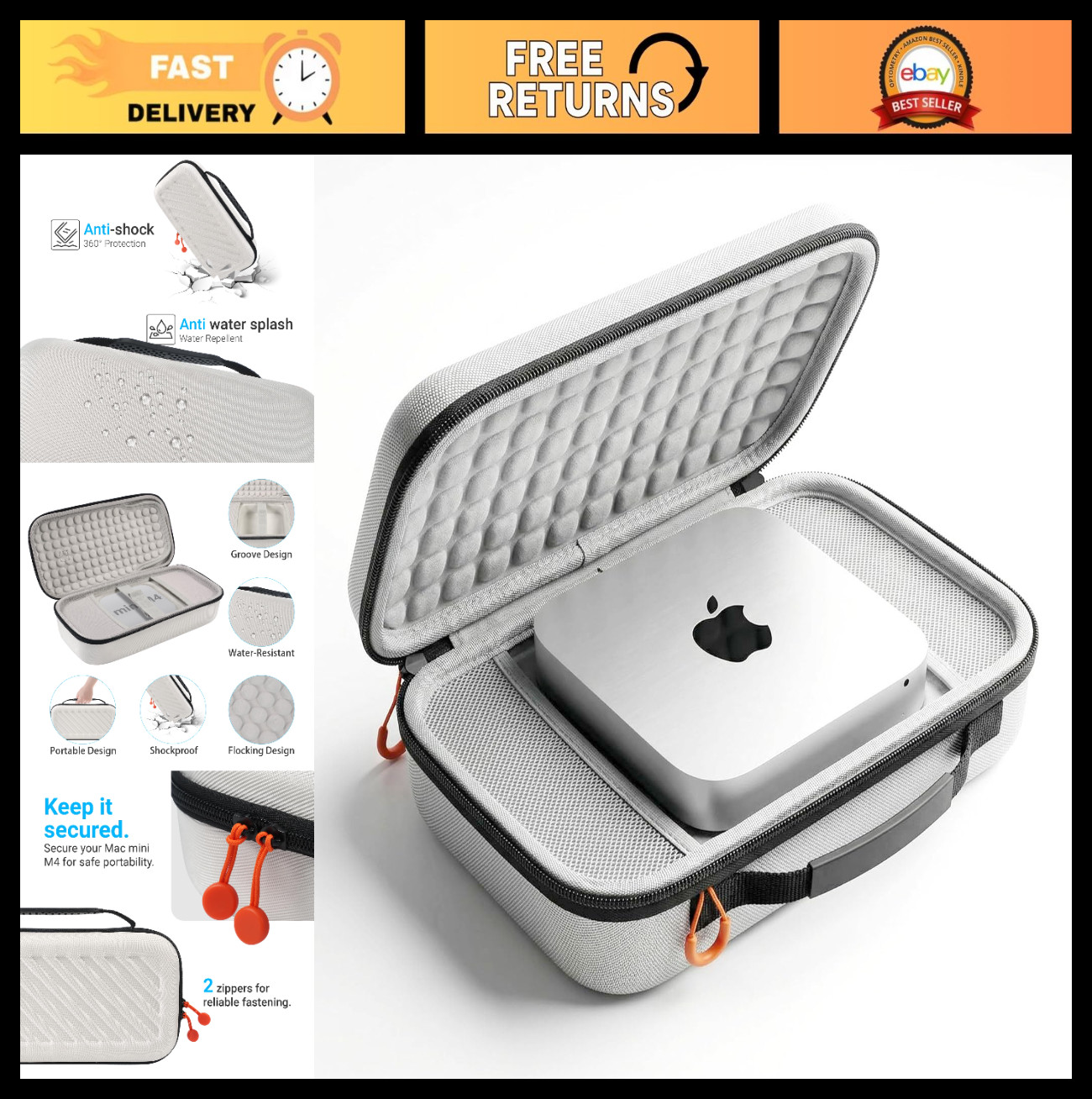 Protective Carry Case for 2024 Mac Mini Desktop - M4/M4 Pro Chip - White