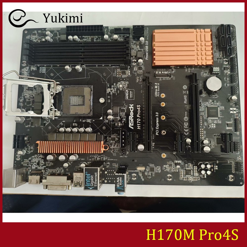 FOR ASROCK H170M Pro4S Socket 1151 DDR4*4 64GB DVI-D HDMI Micro ATX Ｍotherboard