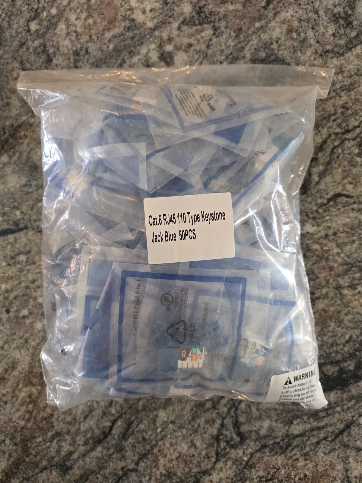 Monoprice Cat6 Punch Down Keystone Jack for 22-24AWG Solid Wire - BAG OF 50