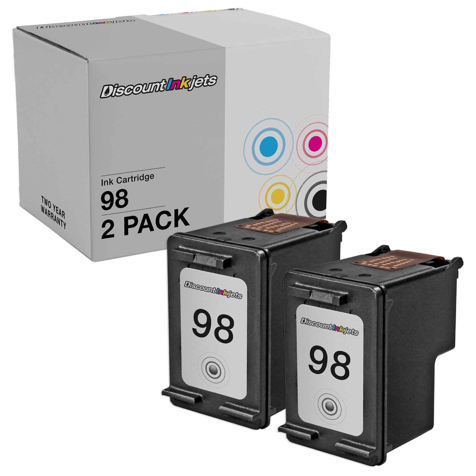 2PK #98 C9364WN Black Printer Inkjet Cartridge for HP 98 PhotoSmart C4100 c4110