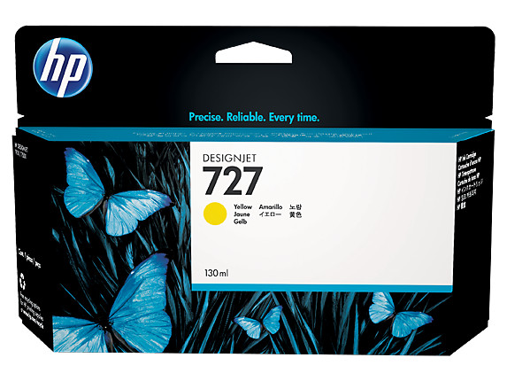HP 727 130-ml Yellow DesignJet Ink Cartridge, B3P21A