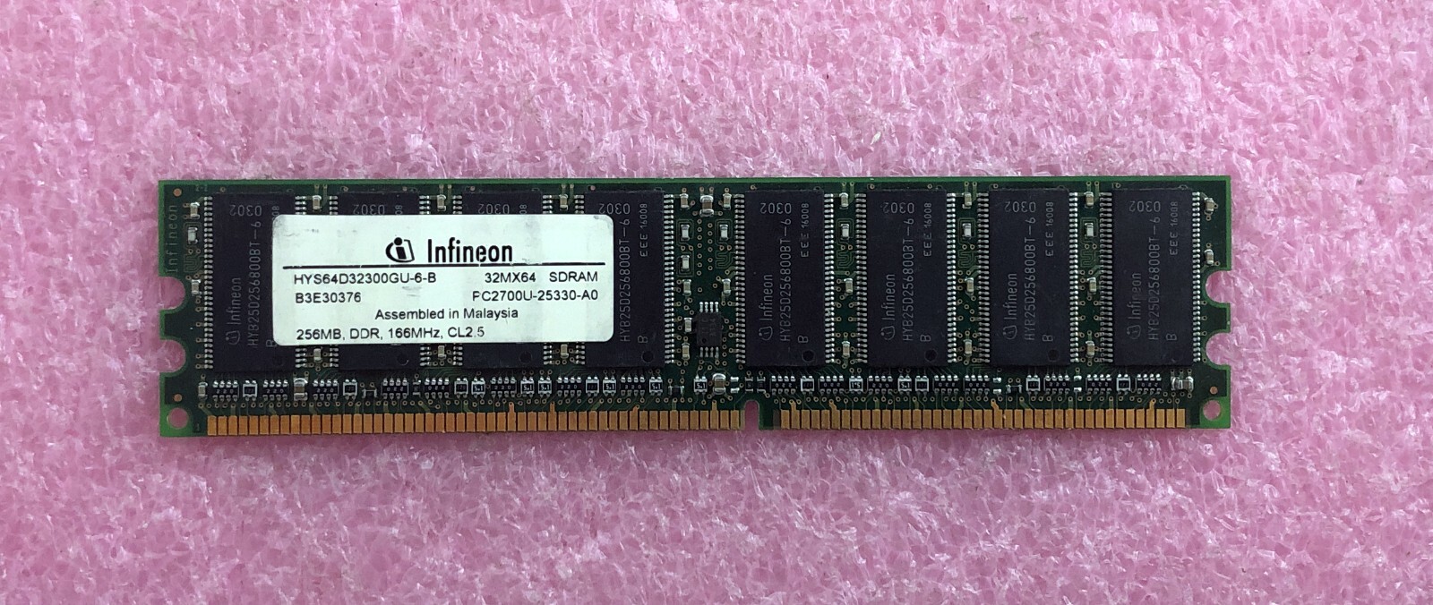 1 X 256MB INFINEON PC-2700U DDR-333 NON-ECC MEMORY RAM HYS64D32000GU-6-B