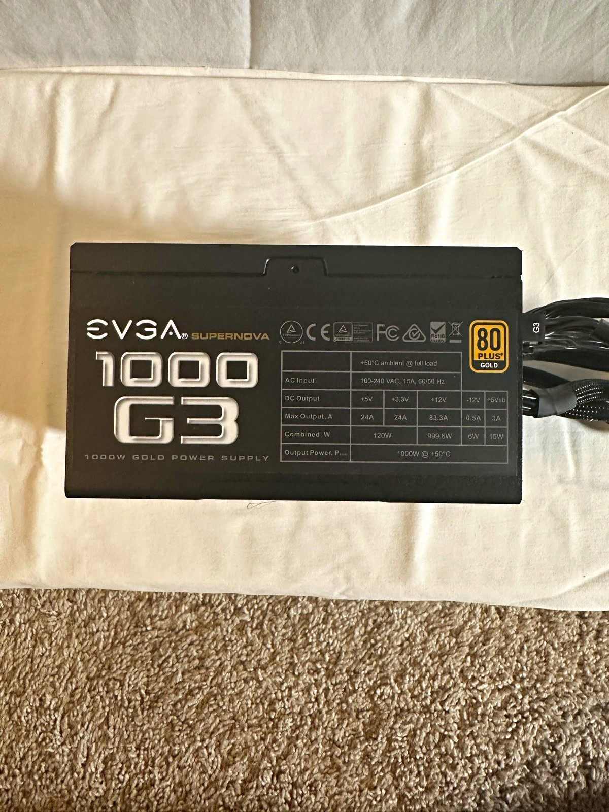 EVGA SuperNOVA 1000 G3 1000W 80 Plus Gold Modular ATX PSU Black