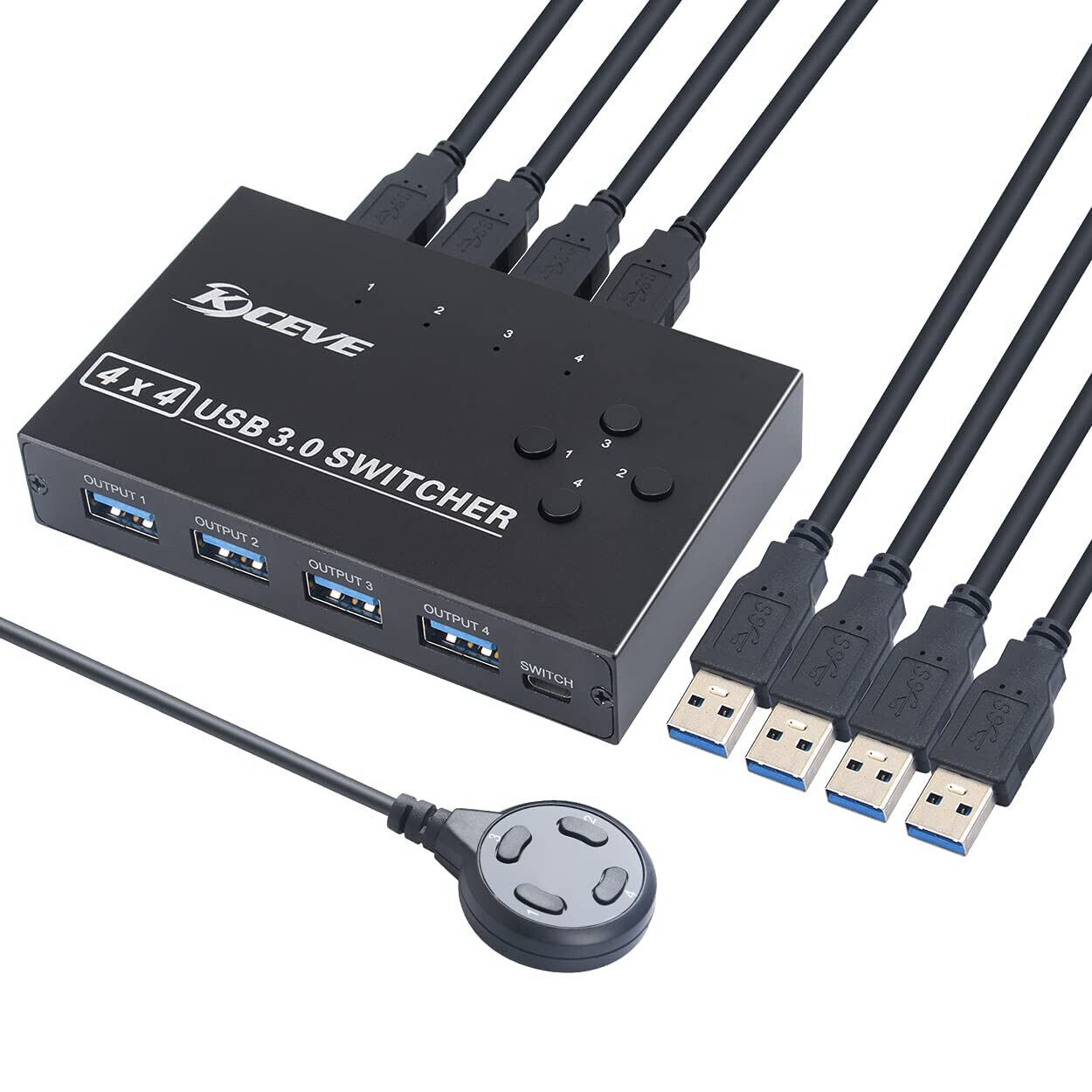 ✅ KCEVE USB 3.0 Switch, USB Switch Selector 4 Computer Sharing 4 USB Devices KVM