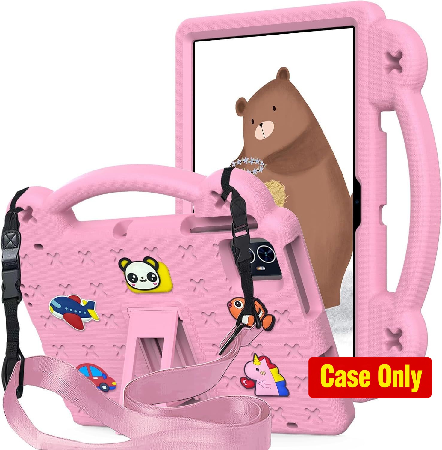 Tablet Case for Revvl Tab 2 10.1'', Shockproof, Stand, Handle, Pink