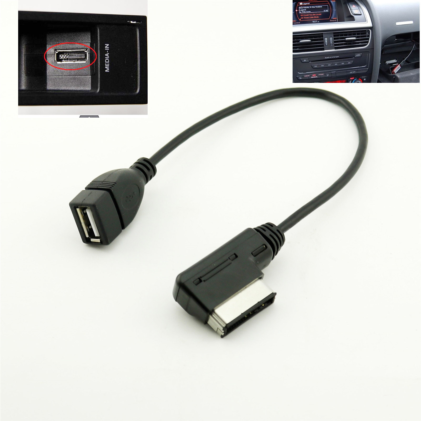 Media-In AMI MMI MDI AUX to USB Adapter Cable Interface for Audi Q5 Q7 R8 A4 VW