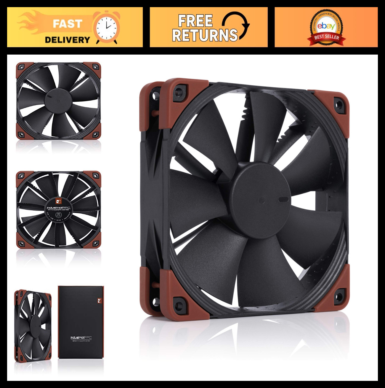 High-Performance 120mm Industrial PWM Fan, Noctua NF-F12 iPPC-3000 Compatible