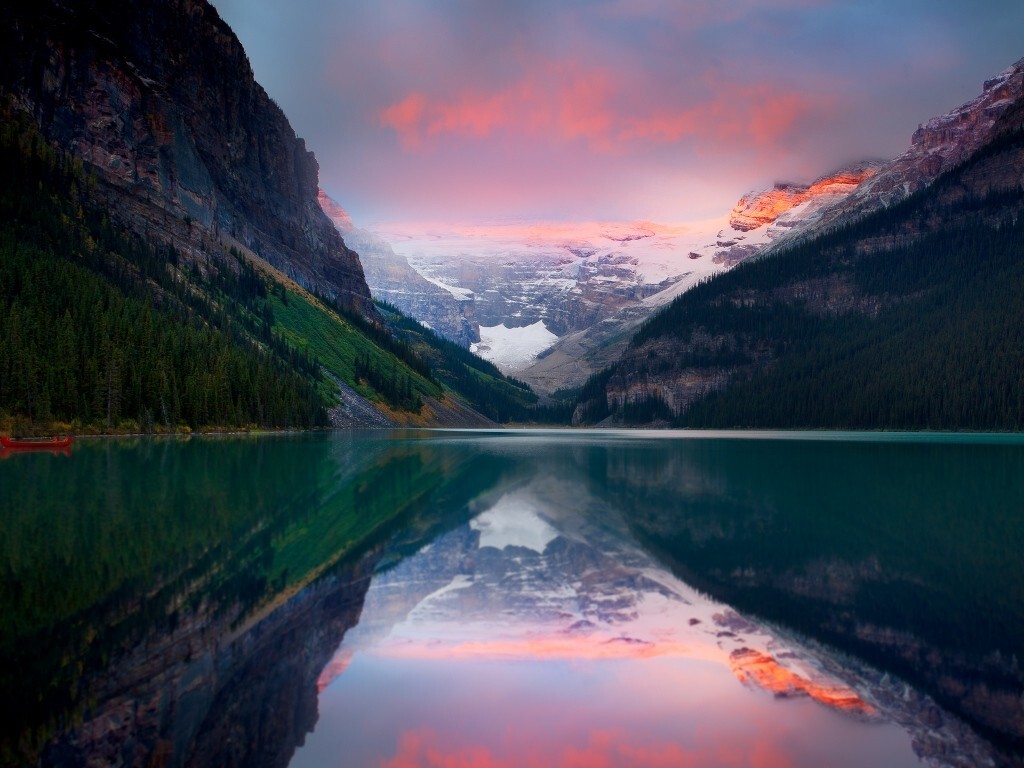 Landscape lake mountains louise banff national park Custom Gaming Mat Desk