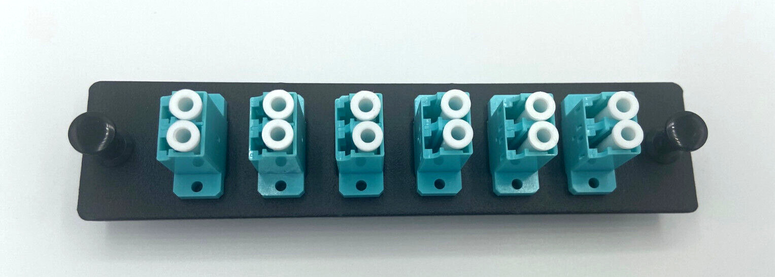 LGX Fiber Optic LC OM3 12 Port Adapter Panel / Plate LC Duplex AQUA OM3 / OM4