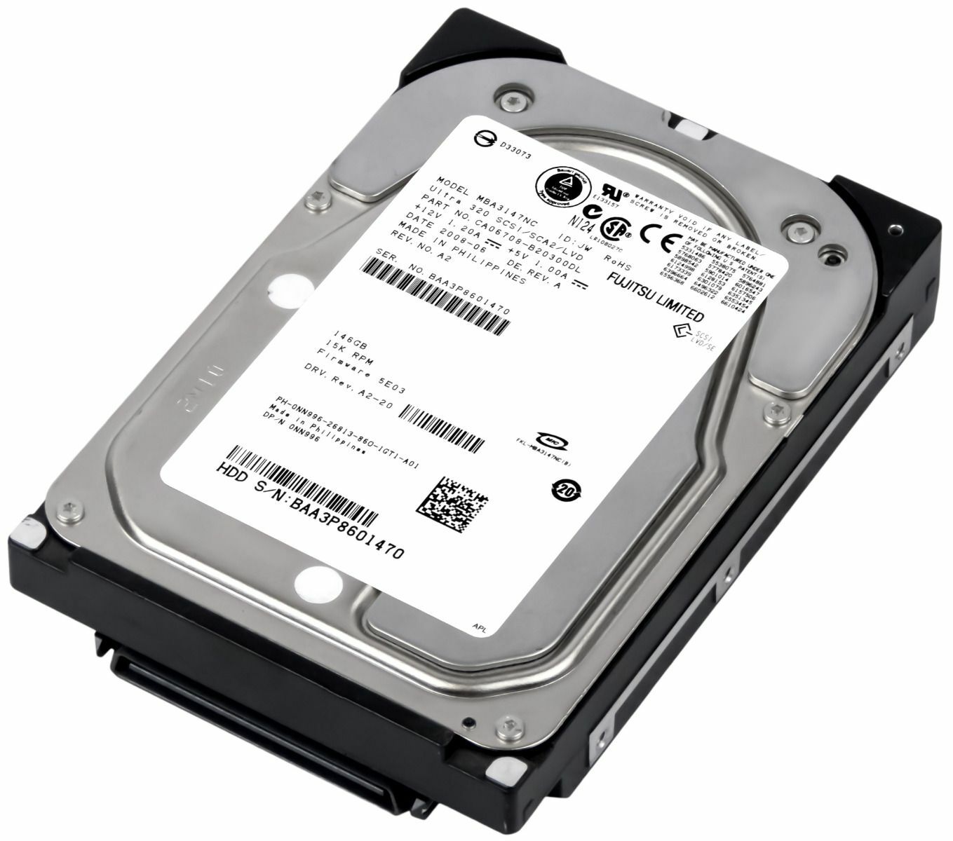 HARD DRIVE DELL 0NN996 MBA3147NC 146GB 15K 8MB SCSI U320 3.5''